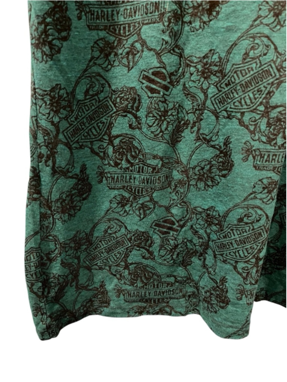 NWT Harley Davidson Skull Women 2X Burned Identity Studded V-Neck Tee Teal Green - Picture 4 of 11